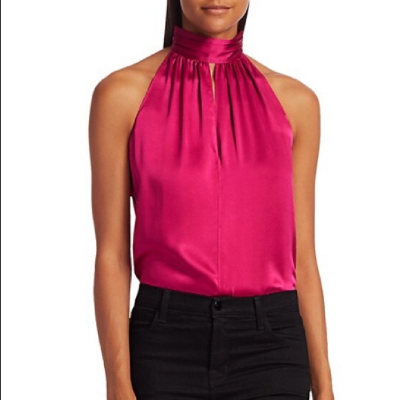 Generation Love Jordyn Stretch-Silk Choker Top in Magenta –– NWT - Picture 1 of 16